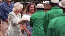 شاهد: الملك تشارلز الثالث وزوجته يداعبان وحيد القرن في متنزه للحيوانات في كينيا