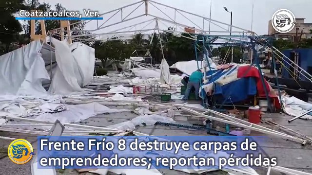 Frente Frío 8 destruye carpas de emprendedores en Coatzacoalcos; reportan pérdidas económicas