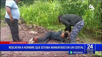 Chanchamayo: serenos rescatan a hombre que estaba maniatado dentro de un costal