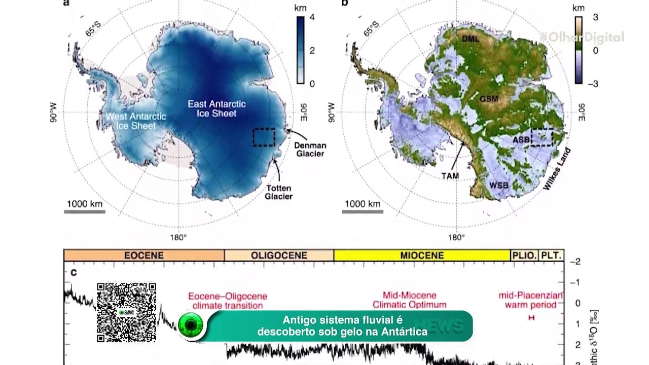 Antigo sistema fluvial é descoberto sob gelo na Antártica