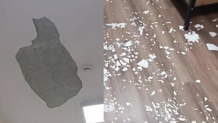 KYK yurdunda öğrencilerin üzerine tavan sıvası düştü! "“Deprem oldu diye korktuk”