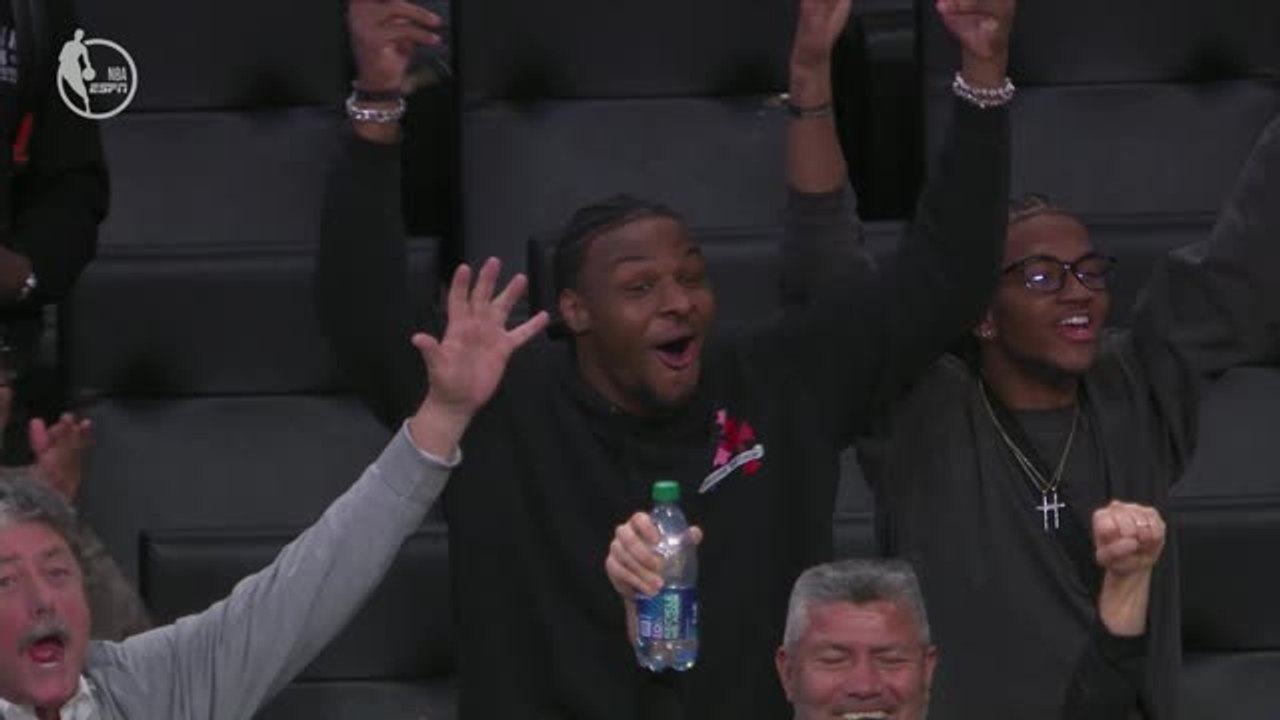 Bronny hyped by dad's alley-oop dunk