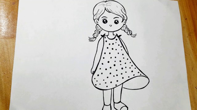 How to draw a cute girl easy step by step __ Girl drawing easy