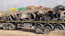 شاهد: إسرائيل تعرض لقطات لمركبات احترقت في هجوم 