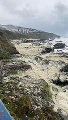 Sea foam at South Fistral caused by Storm Ciaran