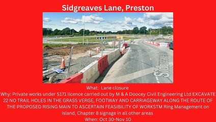 Roadworks starting Nov 6-Nov 12