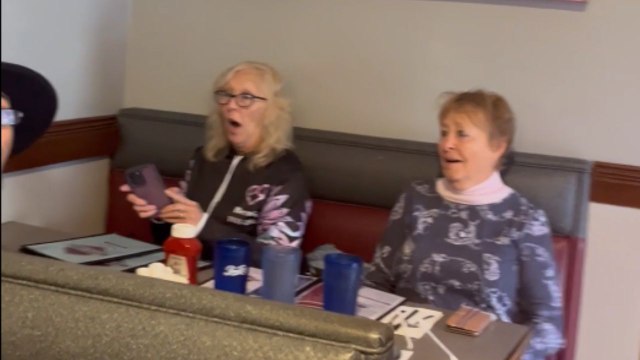 Mom flies to NY and surprises her 'Big College Boy' while pretending to be a waitress