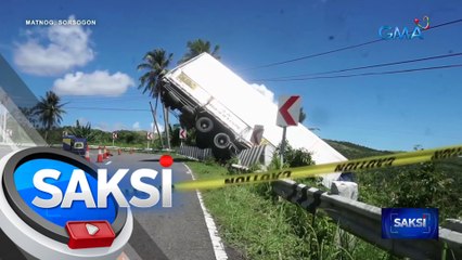 Delivery truck, muntik mahulog sa bangin | Saksi