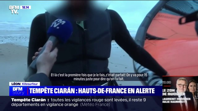 Quand on a un minimum d'expérience, tout est faisable : À Wissant (Pas-de-Calais), des kitesurfeurs bravent la tempête Ciarán, malgré les interdictions