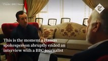 Moment Hamas spokesperson ends BBC interview abruptly after being challenged