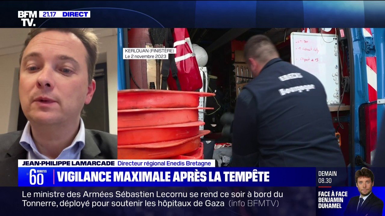 Tempête Ciarán: "390 000 foyers sont sans électricité en Bretagne ce soir", indique Jean-Philippe Lamarcade (directeur régional Enedis)