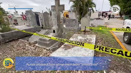 Las cintas de precaución advierten a visitantes al cementerio