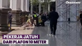 Tak Pakai Pelindung, Pekerja Jatuh dari Plafon Setinggi 10 Meter di Masjid Gedung Sate