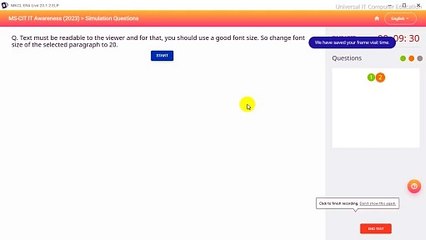 MSCIT Session 12 Simulation Questions