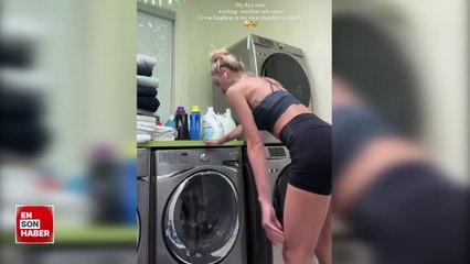İlk defa çamaşır makinesi kullanan Şeyma Subaşı, o anları paylaştı