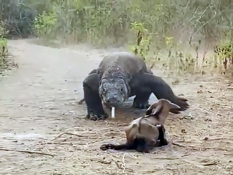 Ce varan se fait un petit repas... fast food