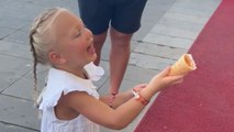 Patient 4 y/o girl delighted by Turkish Ice Cream Man's playful tricks