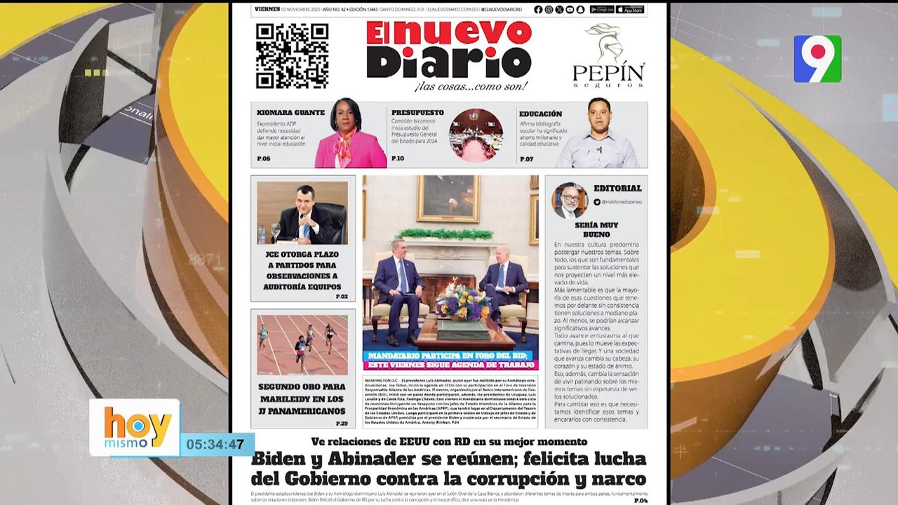 Titulares de Prensa dominicana viernes 03 de noviembre del 2023 | Hoy Mismo