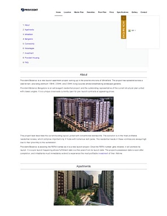 Provident Botanico Upcoming Project at Whitefield