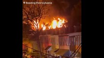 WARNING: Numerous firefighters are battling a large warehouse factory fire  Reading | Pennsylvania