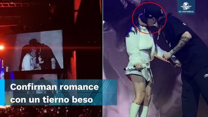 Beso de Peso Pluma y Nicki Nicole en pleno concierto confirma romance