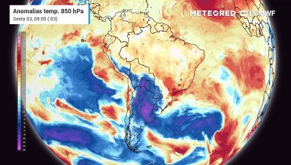 Anomalia de temperatura em 850hPa