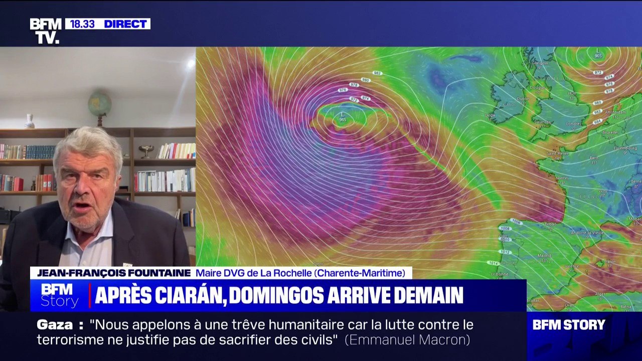 Dépression Domingos: "On recommande de ne pas circuler dehors demain à partir de 17 heures", explique Jean-François Fountaine, maire de La Rochelle (Charente-Maritime)