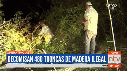 Operativo ABT: Decomisan 480 troncas de madera ilegal