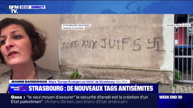 Tags antisémites à Strasbourg: la maire de la ville, Jeanne Barseghian, condamne des paroles abjectes et des signes sans ambiguïtés, clairement antisémites