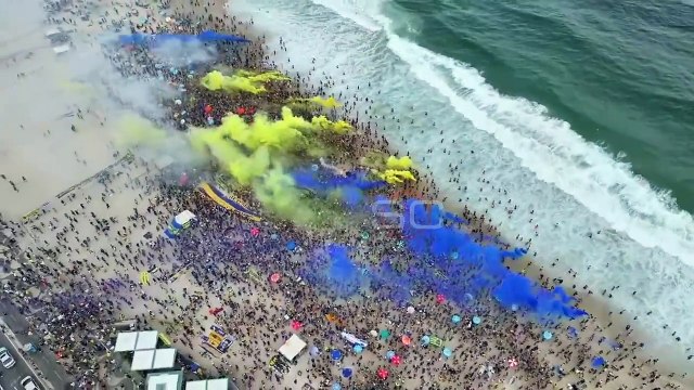 Banderazo de hinchas de Boca en Copacabana