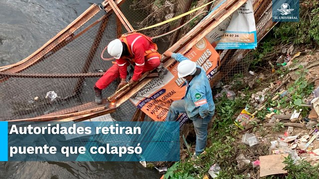 Después del puente colapsado, comienzan los trabajos de remoción de la estructura