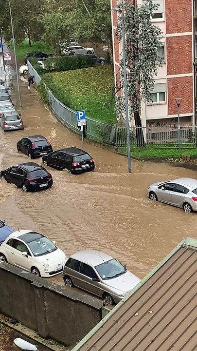 Pedestrian Stays Dry During a Flood