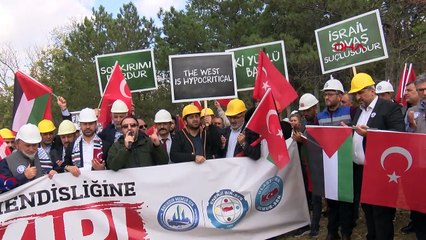 Memur-Sen Üyeleri Filistin'e Destek İçin İngiltere Büyükelçiliği Önünde Toplandı