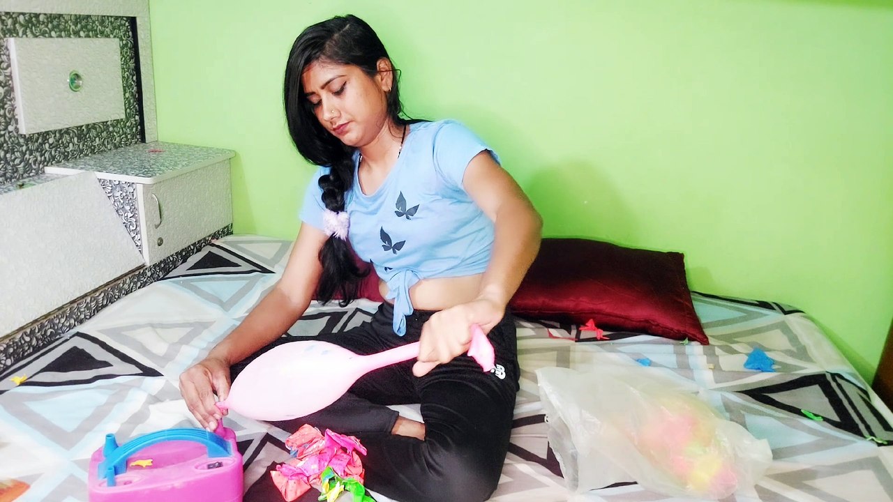 Blowing so many beautiful indian balloons by pump/royal khushi