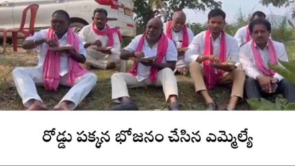 ఆదిలాబాద్: రోడ్డు పక్కన భోజనం చేసిన ఎమ్మెల్యే