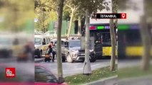 İstanbul'da İETT otobüsünün önünü kesti, bebekli kadını araçtan indirdi