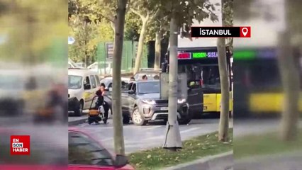 İstanbul'da İETT otobüsünün önünü kesti, bebekli kadını araçtan indirdi
