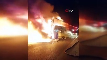 Yolcu otobüsünde can pazarı! Otobüs seyir halinde alev aldı