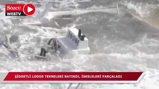 Şiddetli lodos tekneleri batırdı, iskeleleri parçaladı