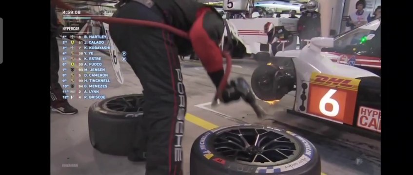 WEC 2023 8H Bahrain Race Porsche 6 Pit Stop Disc Brake On Fire