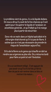 Le petit Leyan a du liquide dans le genouAncienne candidate de Koh-Lanta , Myriam a donné des nouvelles de son fils Leyan sur Instagram le 4 novembre 2023.