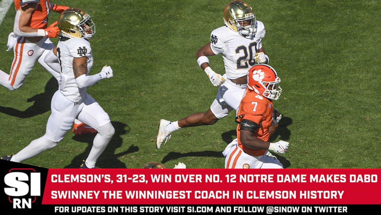 Dabo Swinney Becomes Clemson’s Winningest Coach As No. 12 Notre Dame Falls to Clemson