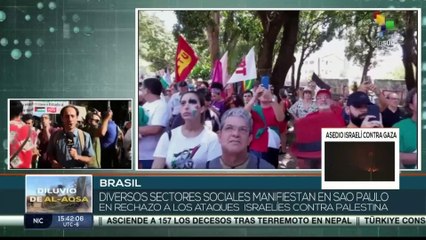 Brasil: Sectores sociales y partidos políticos continúan manifestación en rechazo a los ataques israelíes en Gaza