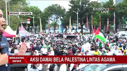Begini Kepadatan Massa di Sekitar Monas saat Aksi Damai Dukung Palestina Lintas Agama