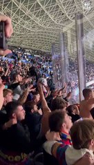 La reacción de los aficionados del FC Barcelona tras el gol de Araujo en Anoeta