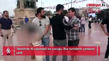 Taksim'in göbeğinde küçük kız hırsızlık yaptı! Verdiği cevap ağızları açık bıraktı