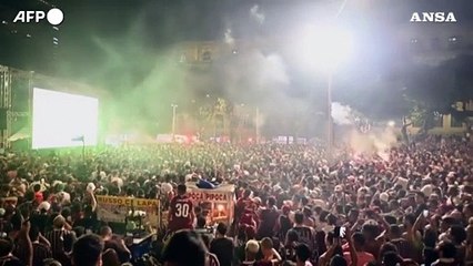 Calcio, la gioia dei tifosi del Fluminense dopo la vittoria nella Coppa Libertadores