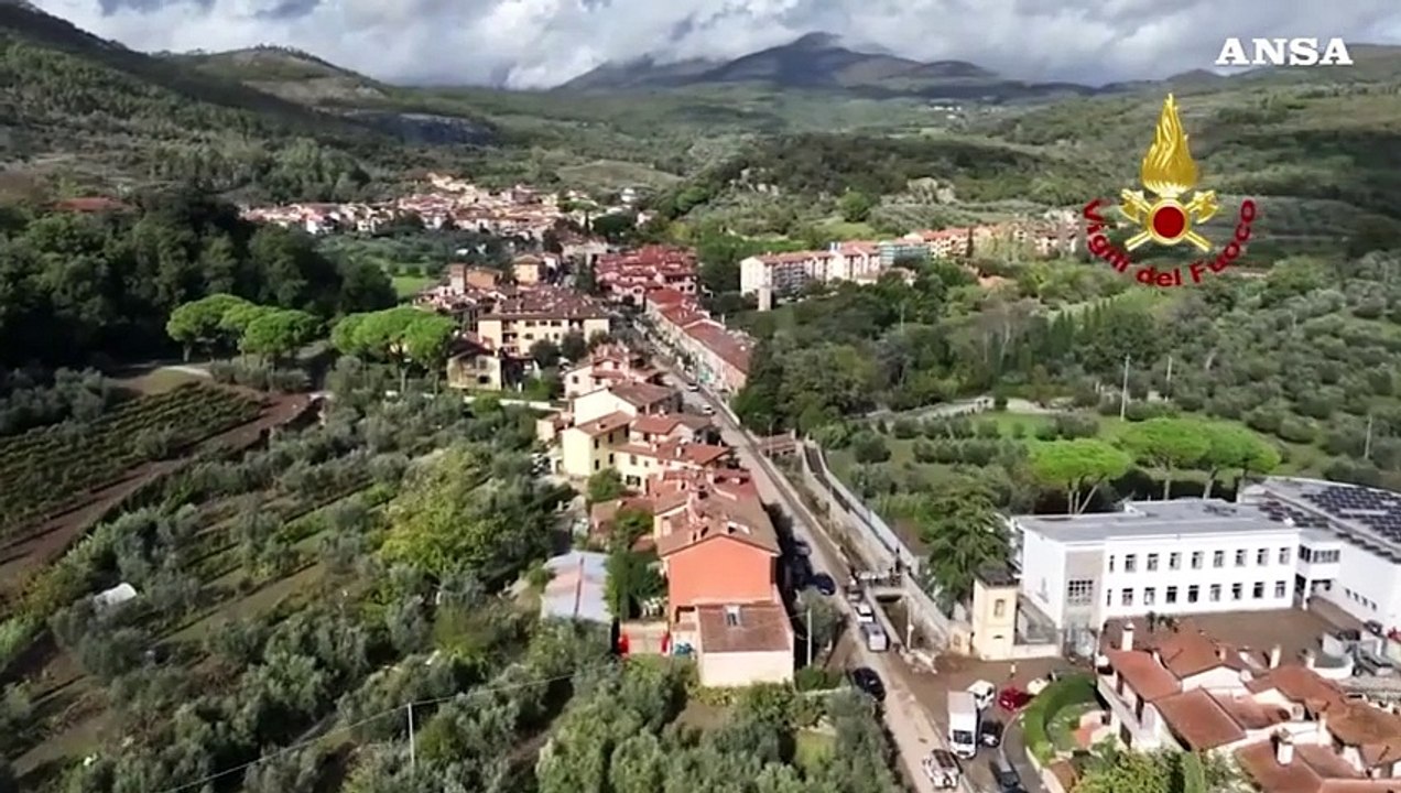 Maltempo in Toscana, la ricognizione aerea a Prato, nella frazione di Figline