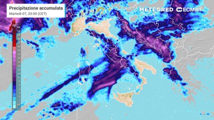 Le piogge attese in settimana