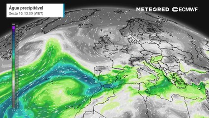 Variação da precipitação ao longo da próxima semana